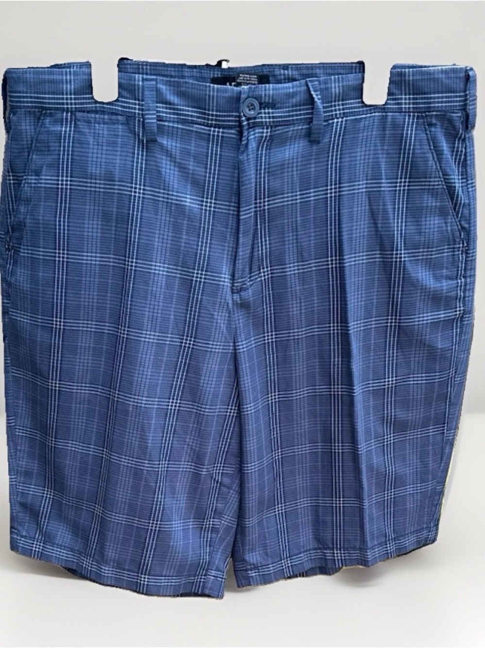 Apt. 9 Mens Blue Plaid Shorts 100% Cotton Flat Front Casual Size 38